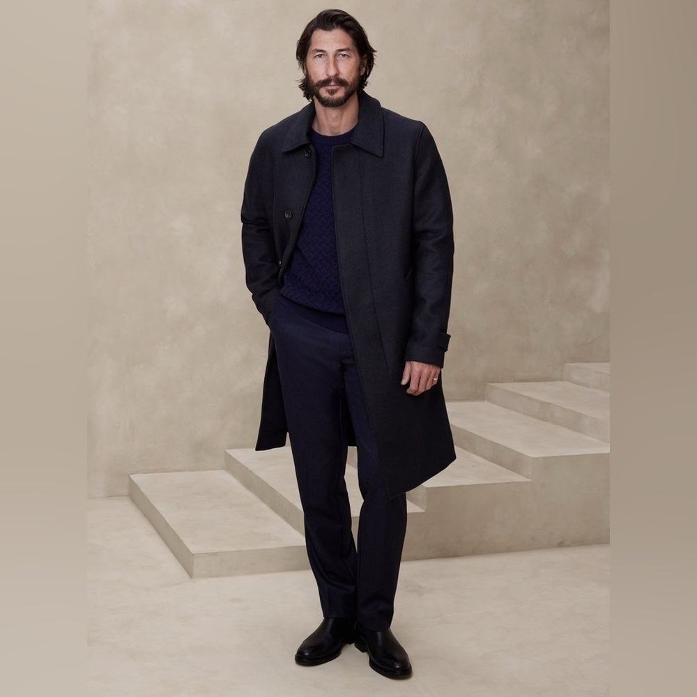 NWT! Banana Republic Dark Navy Viedma Wool-Blend Car Coat - Size XL 🔹
